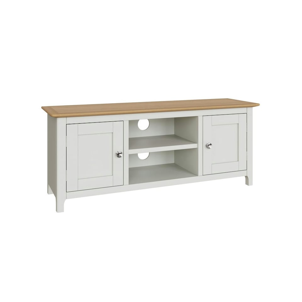 image 1 of Taberno Oak 2 Door TV Unit Linen White White
