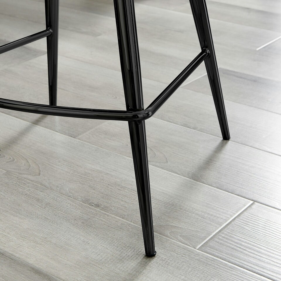 image 1 of Furniturebox Pesaro 2x Grey Velvet Black Leg Bar Chair