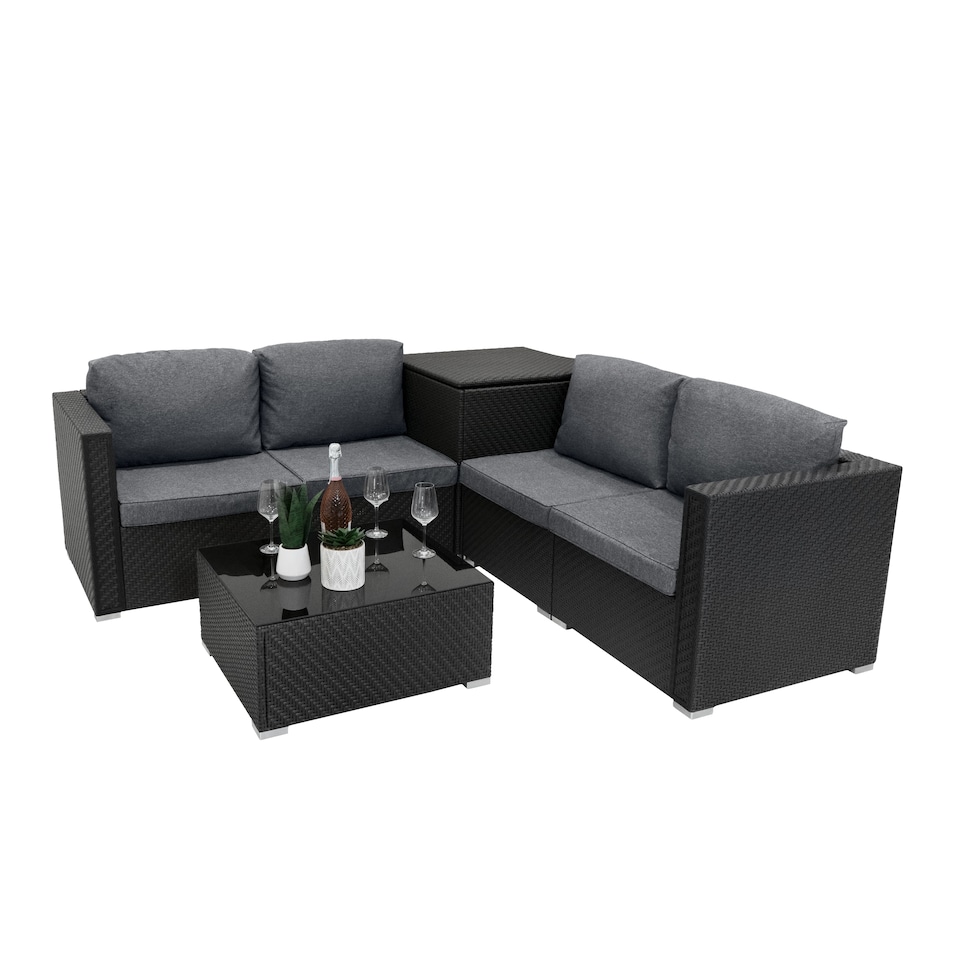 image 1 of Rattan Modular 6 Piece Furniture Set – Black