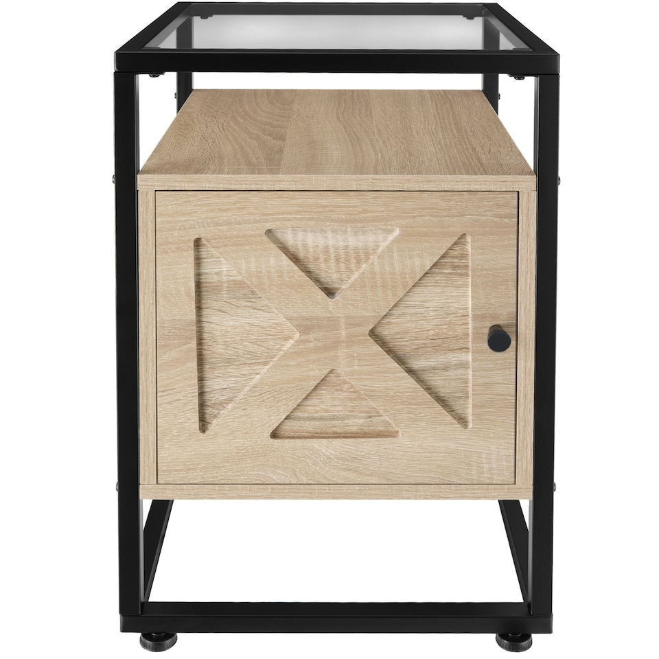 image 1 of Bedside table Kidderminster 40x43x60.5cm with shelf & cupboard Brown | Light Wood