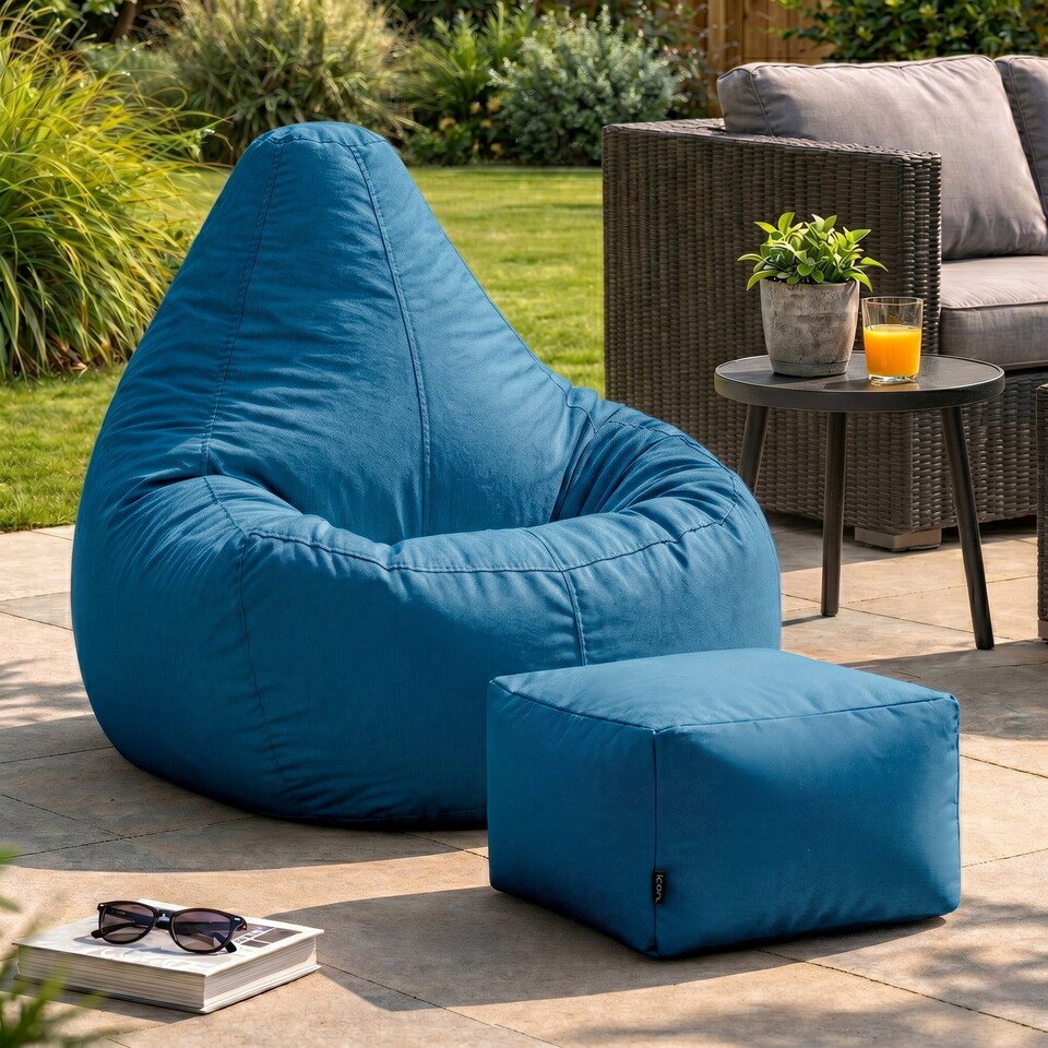 image 1 of icon Dalton Water-Resistant High Back Beanbag and Footstool, Teal