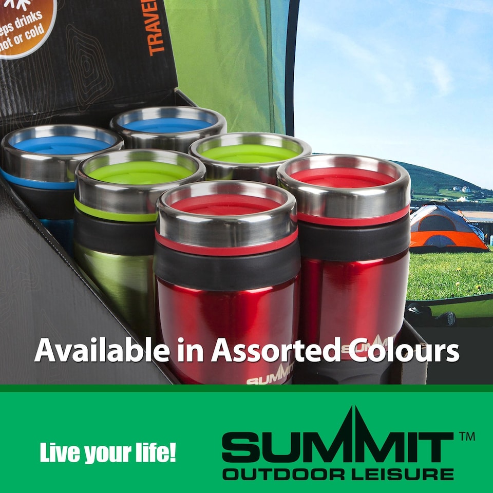 image 1 of PMS Blue 400ml Insulated Travel Mug - Metallic Stainless Steel, Leakproof