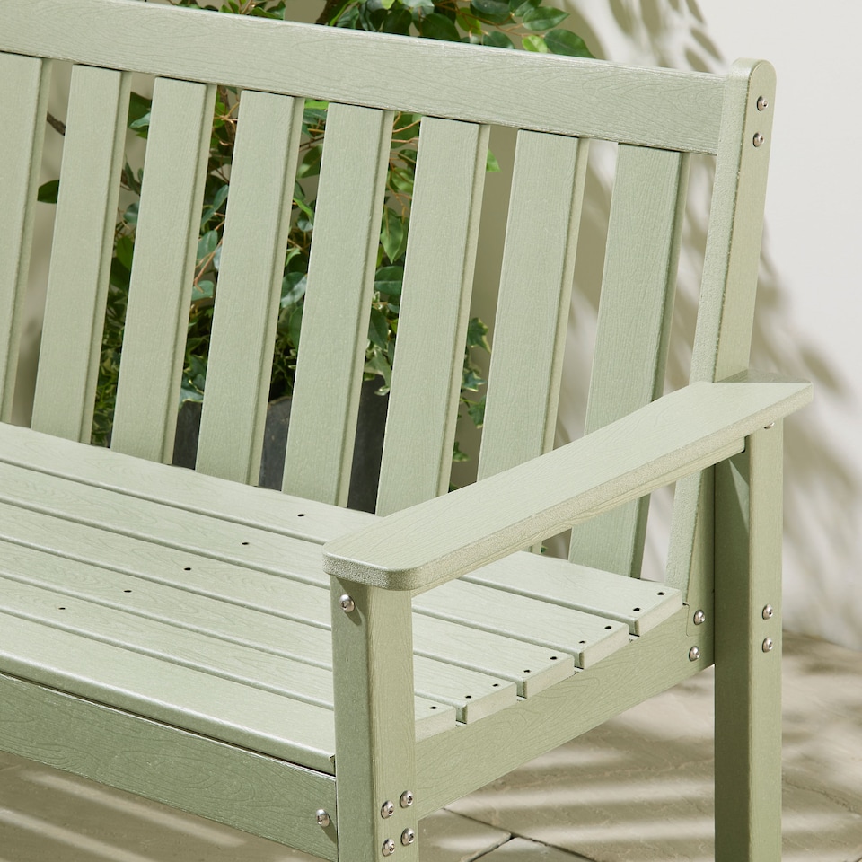 image 1 of Vonhaus Westport Sage Green Garden Bench 2 Seater HDPE