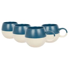 Nicola Spring Dipped Stoneware Sphere Mugs - 340ml - Navy - Pack of 4 Blue