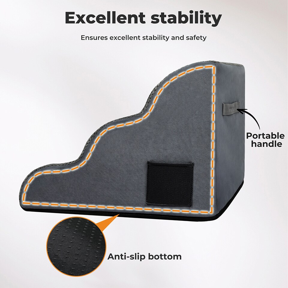 image 1 of Skylos 3 Step Dog Ramp Stairs for Small Pets Bed Sofa Foam Non-Slip Washable