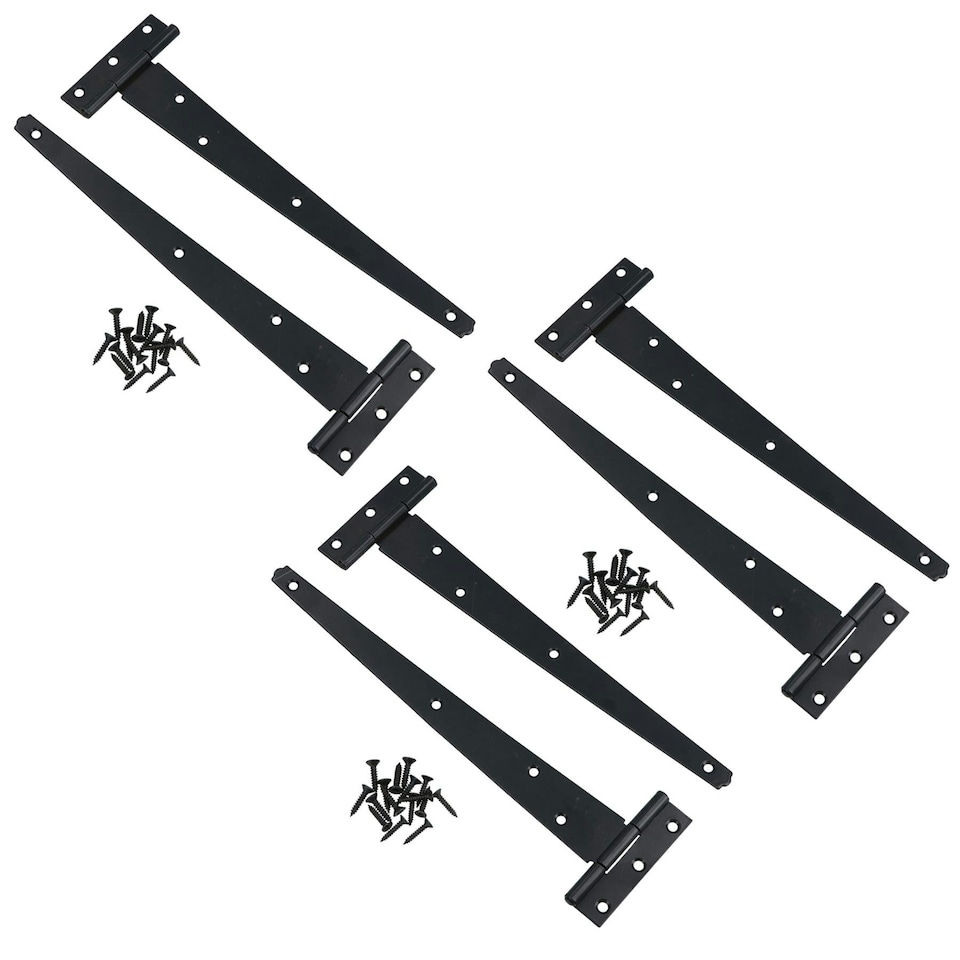 image 1 of 10in / 250mm Heavy Duty T Tee Hinges For Shed + Garden Gates Black Finish 6pc Black
