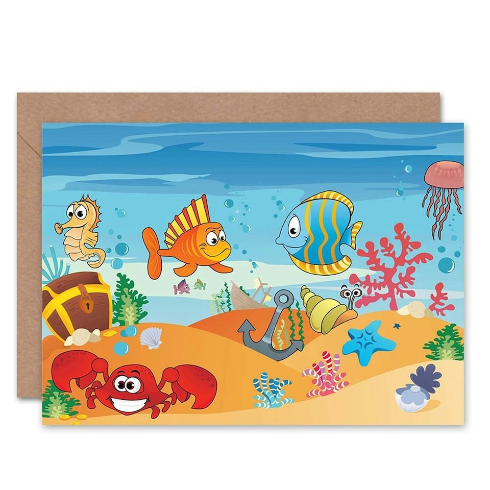 image 1 of Fish Sea Creatures Kids Crab Kids Birthday Child Kids Card