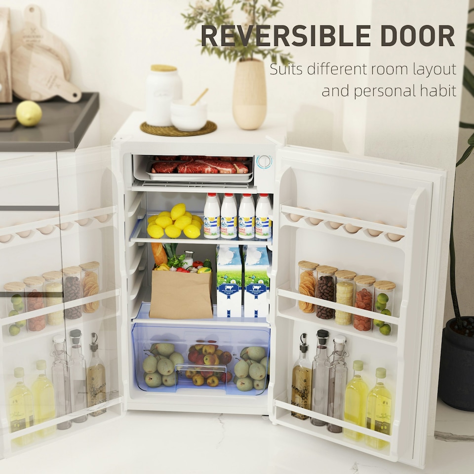 image 1 of HOMCOM 91L Freestanding Under Counter Fridge with Lock White