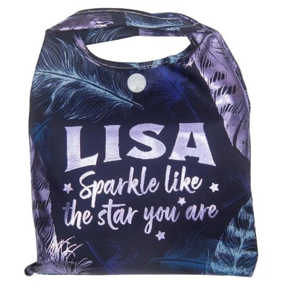 image 1 of History & Heraldry Personalised Sparkle Reusable Foldable Shopper Bag - Lisa | Multi