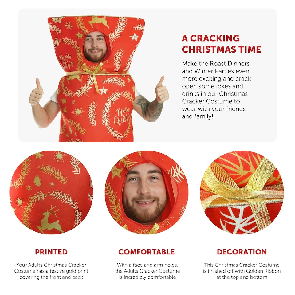 image 1 of Adults Christmas Cracker Costume – Festive Fancy Dress Outfit N/A | One Size