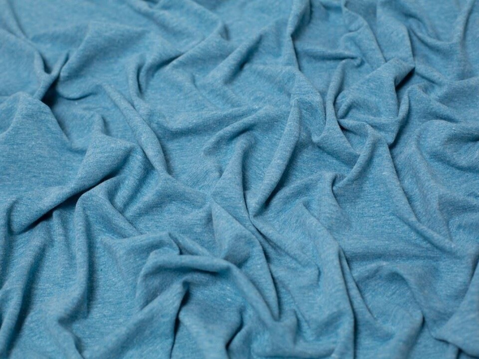 Minerva Core Range Turquoise Melange Cotton Jersey Stretch Knit Fabric for Dressmaking, 150cm / 59" Wide - per metre