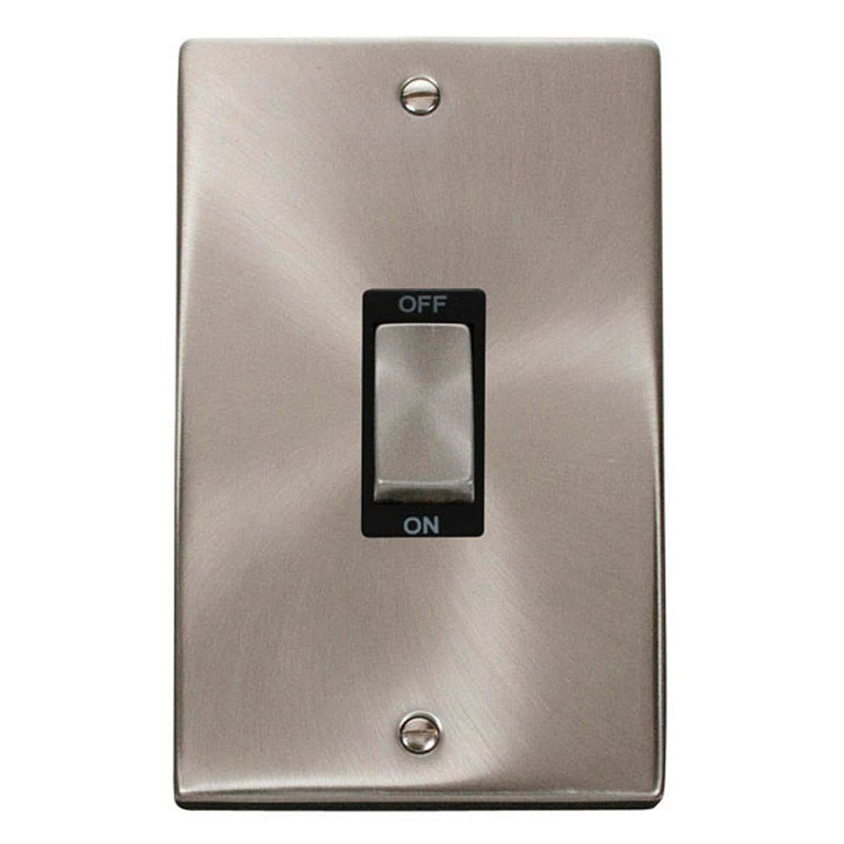 SE Home Satin / Brushed Chrome 2 Gang Ingot Size 45A Switch in Metallic Silver