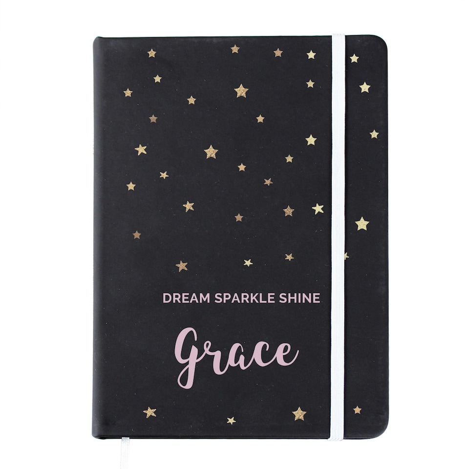 image 1 of Personalised Starry Black Hardback Notebook