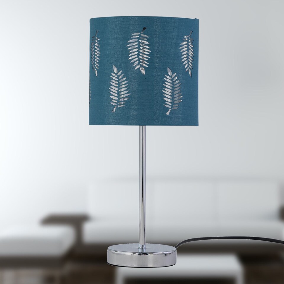 image 1 of Fern - Teal Cut Out 15.5cm Table Lamp Shade | Green | Silver | Small | 1