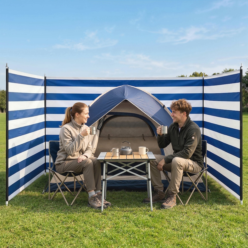 image 1 of Outsunny Camping Windbreak Portable Wind Blocker Privacy Wall | Blue | Dark Blue | 540 x 150 cm