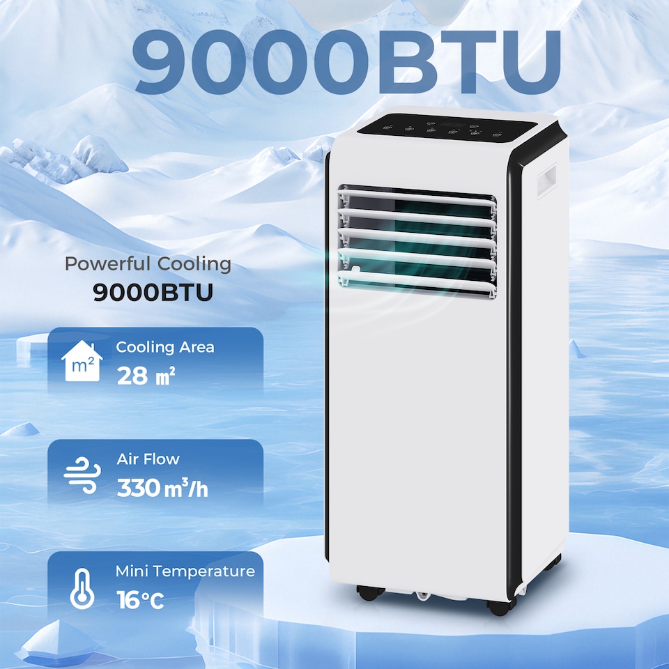 image 1 of HOMCOM 4-in-1 Portable Air Conditioner 9000 BTU Air Conditioning Unit White | White | White | 31 x 31.5 x 70 cm
