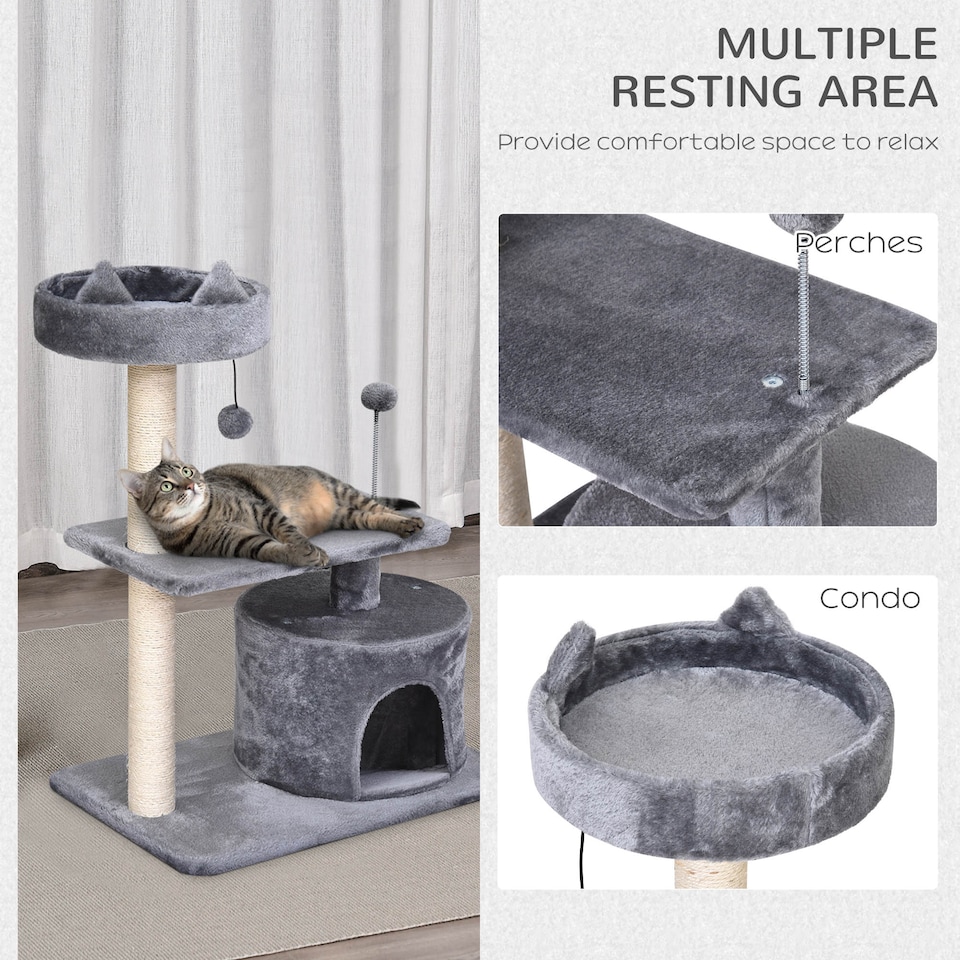image 1 of PawHut 81cm Cat Tree Climbing Tower for Indoor with Scratching Post
