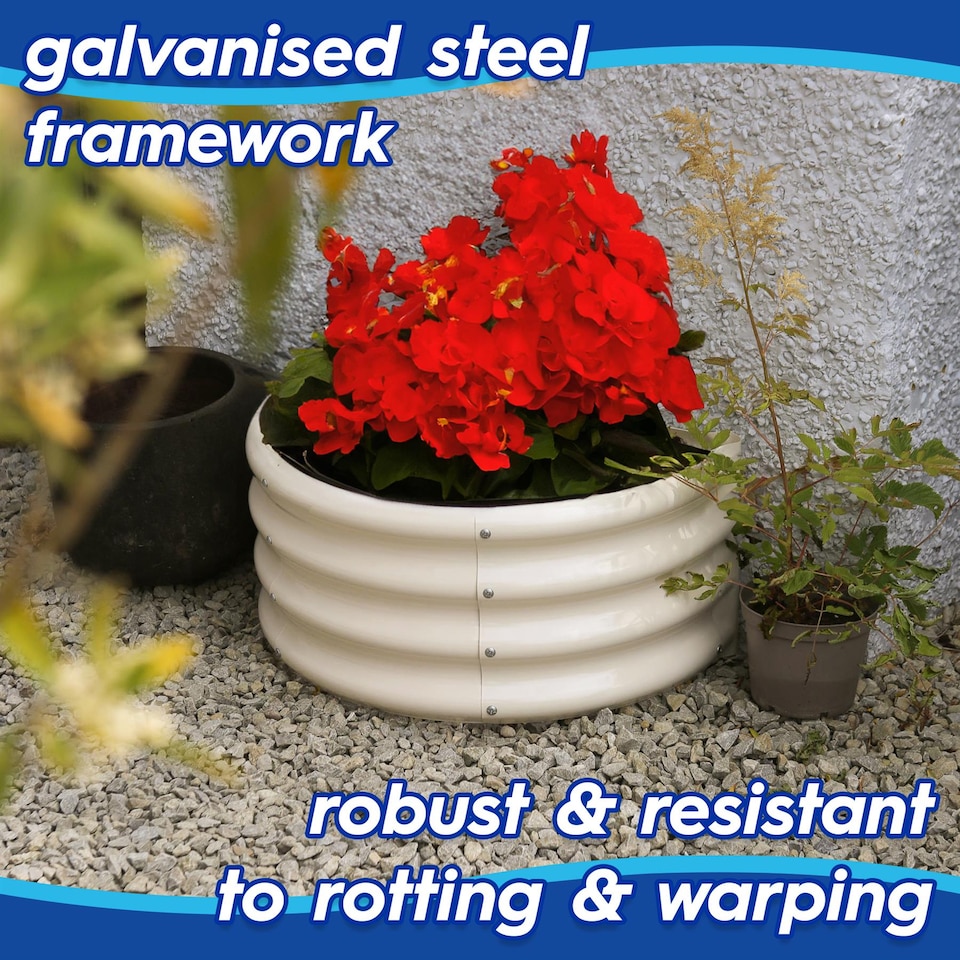 image 1 of Harbour Housewares Semicircular Galvanised Steel Raised Garden Bed - 60cm x 30cm - Green | Green | Green