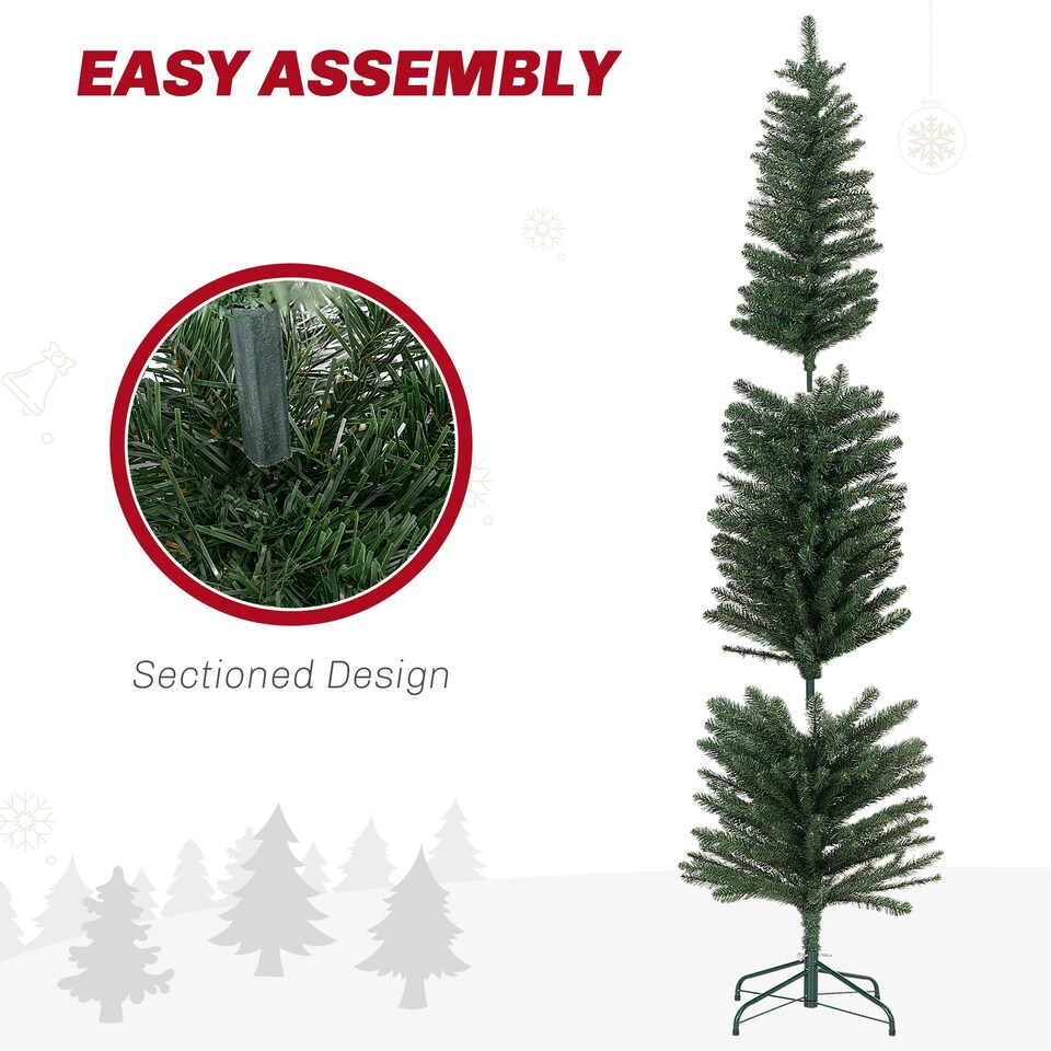 image 1 of HOMCOM 6 Foot Artificial Pencil Christmas Tree with  Branches, Green