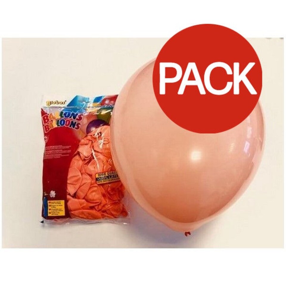 Globos Latex Plain Balloons (Pack of 100) - Salmon - 12in