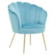 image 1 of Interiors by Premier Aqua Velvet Scalloped Armchair, Supportive Armrest Lounge Chair, Easy to Clean Velvet Accent Chair