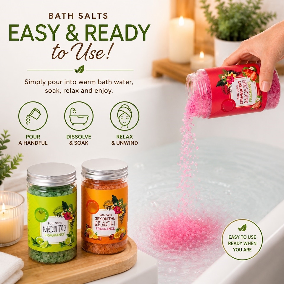 image 1 of 3 Cocktail Bath Salts Crystals Fruity Scent Mojito Strawberry Sex On Beach 320g