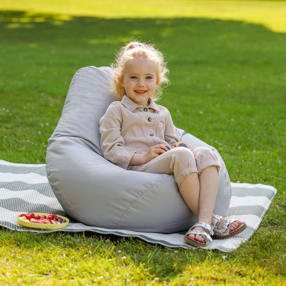 image 1 of Kids High Back Bean Bag Grey Indoor Outdoor Childrens Bean Bags | Grey | Grey | M | 1