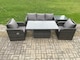 image 2 of Fimous Wicker PE Rattan Outdoor Garden Furniture Set Height Adjustable Rising lifting Dining Table With Armchair Side Table