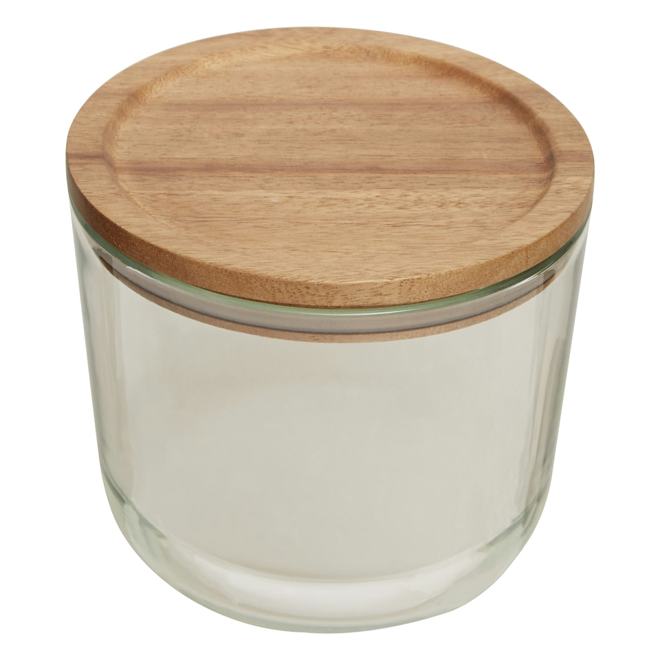 image 1 of Interiors by Premier 1650ml Round Glass Container with Acacia Lid, Glass Container with Airtight Lid, Airtight Glass Container