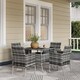 image 2 of Outsunny 4 Seater Rattan Dining Set with Cushions, 5 Pieces Garden Dining Set with Glass Tabletop, PE Rattan Garden Furniture Set with Dining Table and Armchairs for Patio, Balcony, Mixed Grey