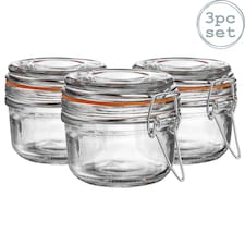 Argon Tableware Glass Storage Jars - 125ml - Orange Seal - Pack of 3