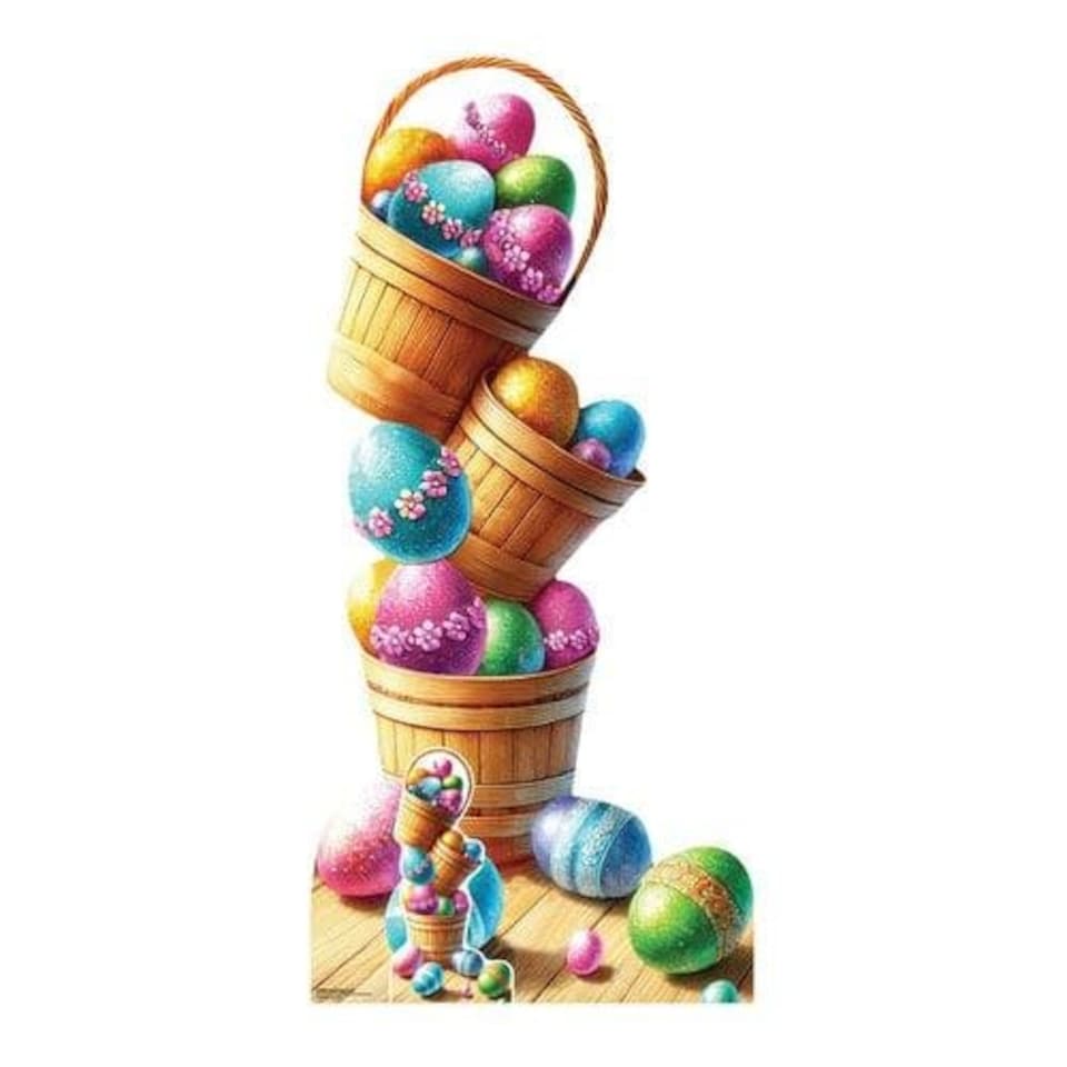 image 1 of Easter Egg Stack Lifesize Cardboard Cutout 192cm