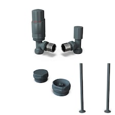 Talus Bold - Anthracite Thermostatic Radiator Valve & Installation Kit Angled 15mm