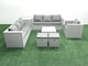 image 2 of Fimous Wicker PE Rattan Sofa Garden Furniture Set with Armchair Square Coffee Table 2 Small Footstools Side Table Light Grey Mixed