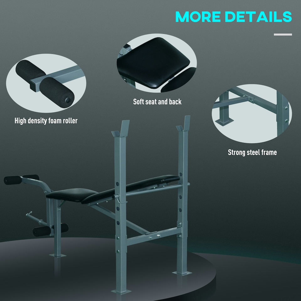 image 1 of HOMCOM Adjustable Multi Gym Weight Bench Barbell Stand Chest Leg Abs Training