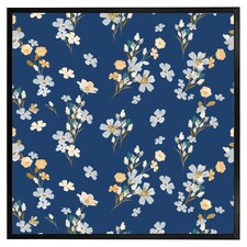 Blue & yellow bunches (Picutre Frame) Black | L