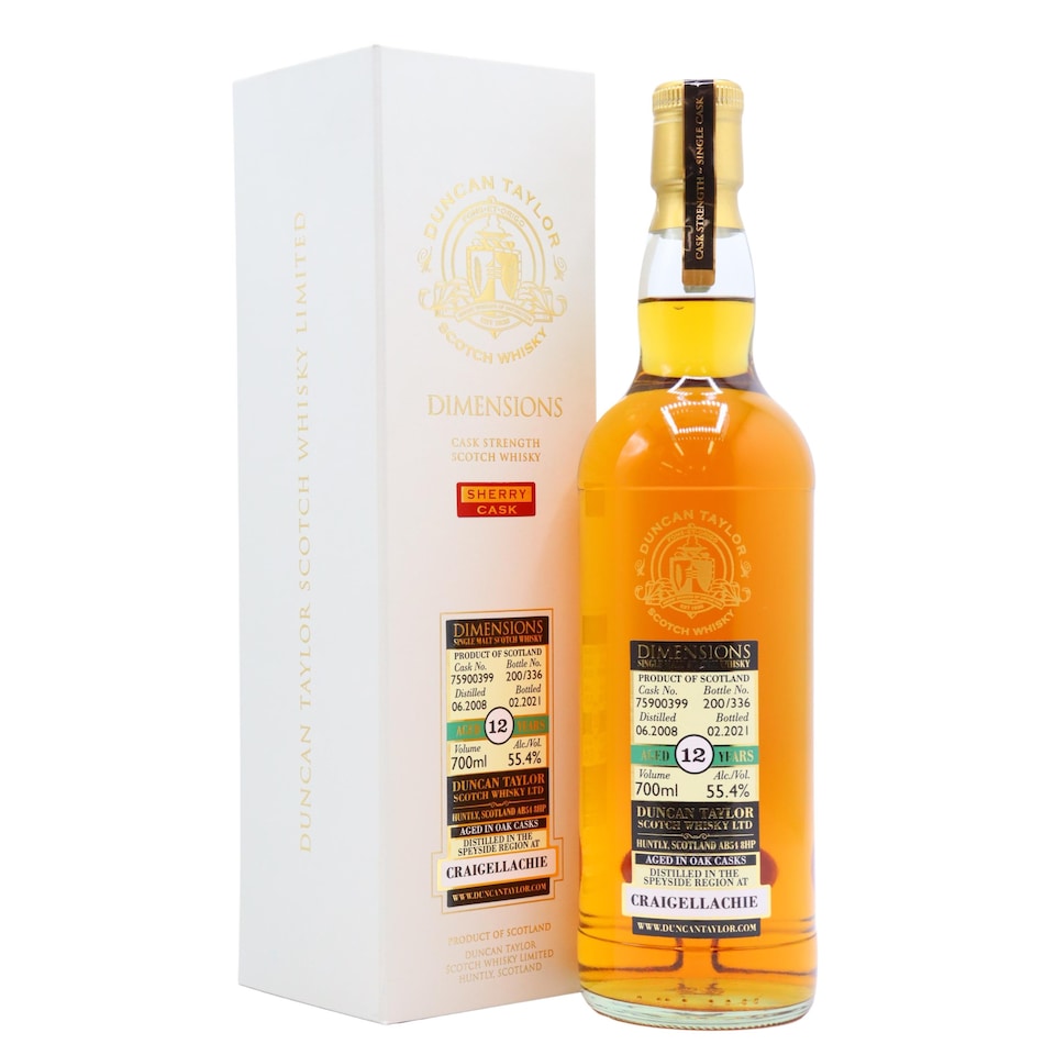Craigellachie Duncan Taylor Dimensions Single Cask 75900399 2008 12 year old Whisky