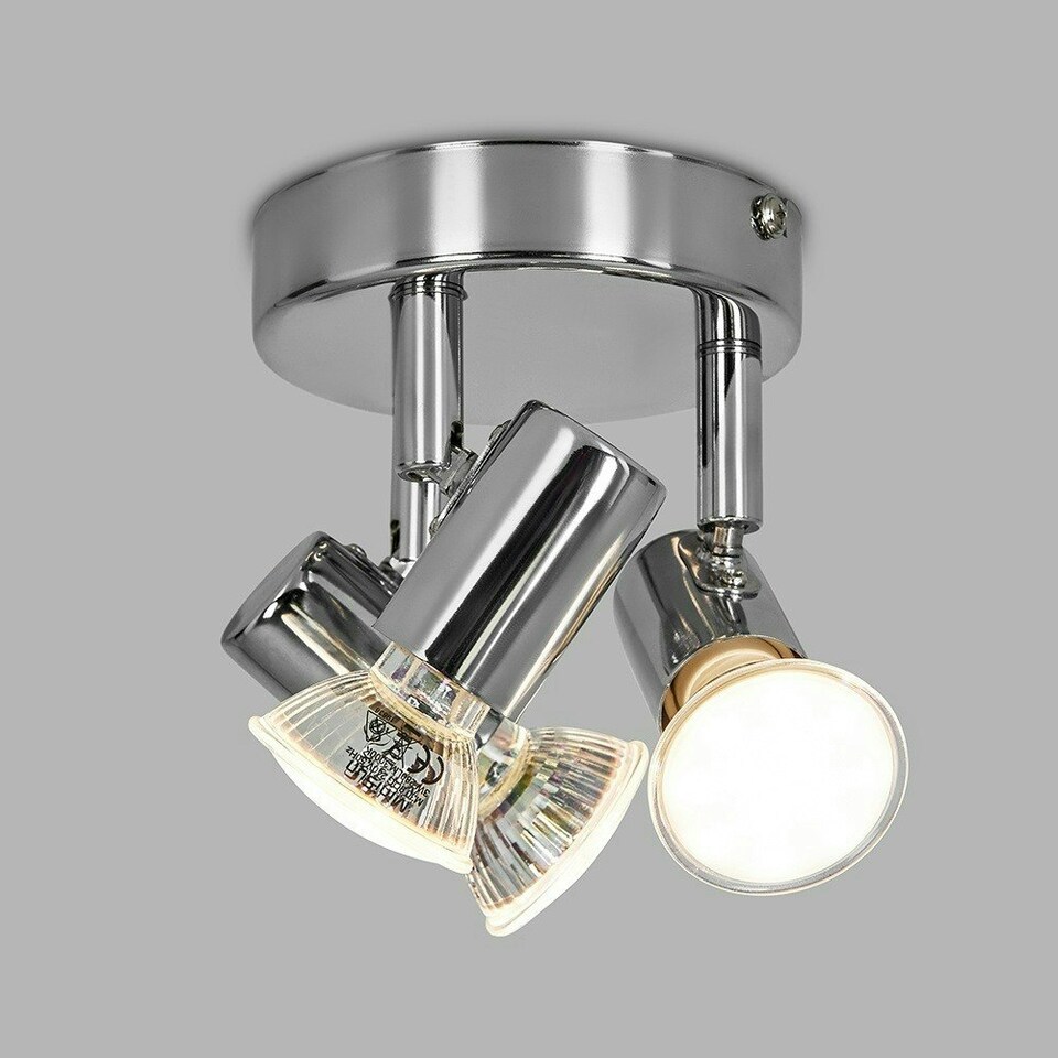 image 1 of ValueLights Consul Polished Silver Spotlight and GU10 Spotlight LED 3W Warm White 3000K Bulb
