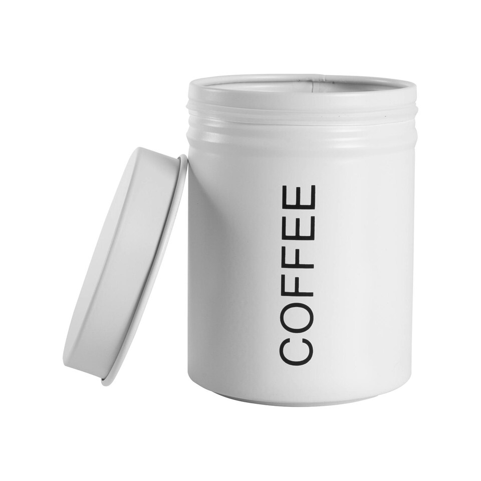 image 1 of Harbour Housewares Matt White Round Metal Kitchen Coffee Canister Kitchen Caddy Kitchen Storage Containers Canisters
