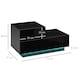 image 3 of HOMCOM High Gloss Front Bedside Table Nightstand with LED Light Remote Black