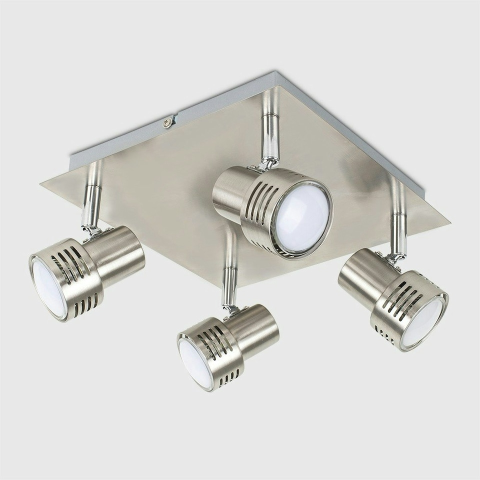 image 1 of ValueLights Modern Chrome 4 Way GU10 Square Ceiling Spotlight