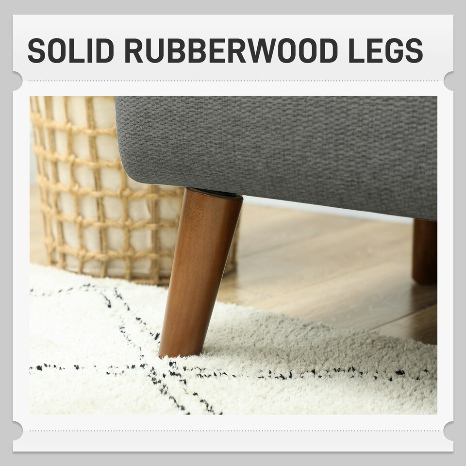 image 1 of HOMCOM 2 Seater Sofa with 21cm Thick Padding and Wood Legs, Grey