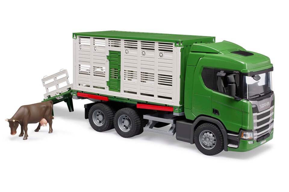 image 1 of Bruder Scania Super 560R Cattle transportation truck with 1 cattle Detailed Vehicle & Playset Model