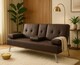 image 3 of Odeon Faux Leather Click-Clack Sofa Bed with Cup Holders & Chrome Legs - Brown | Brown | Brown | 1