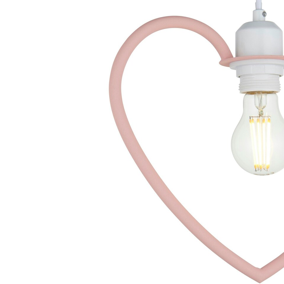 image 1 of First Choice Lighting Set of 2 Pink Heart Shaped Easy Fit Pendant Shades Pink