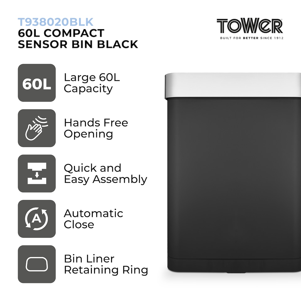 image 1 of 60L Compact Sensor Bin Black