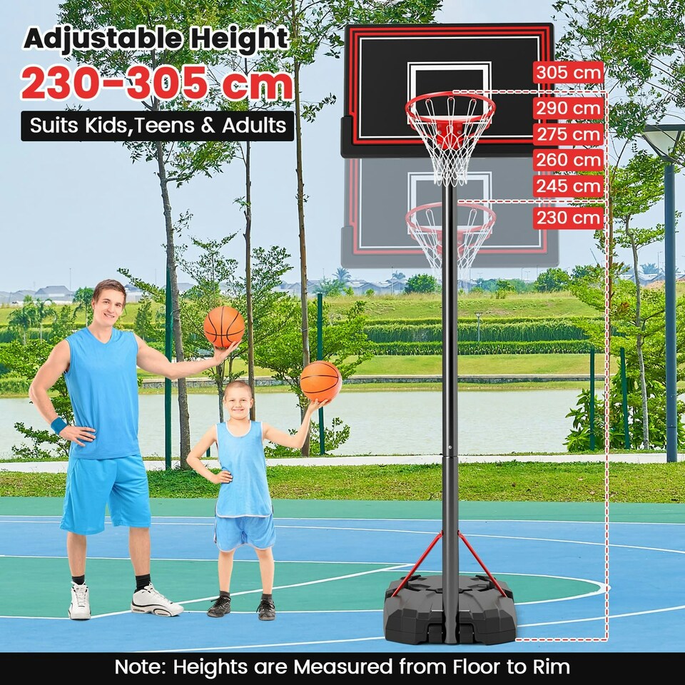 image 1 of COSTWAY Outdoor 7.5-10 FT Portable Basketball Hoop Backboard Black | Standard