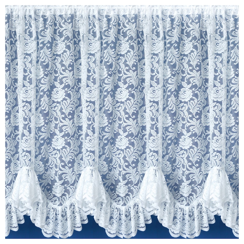image 1 of Kew White Flounce 300 x 106 cm Heavy Weight Traditional Flounce Pre Cut Net Panel