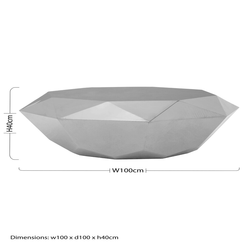 image 1 of Silver Diamond Cut Coffee Table,Reflective Finish Center Table,Hexagonal Shiny Metallic Accent Table Silver