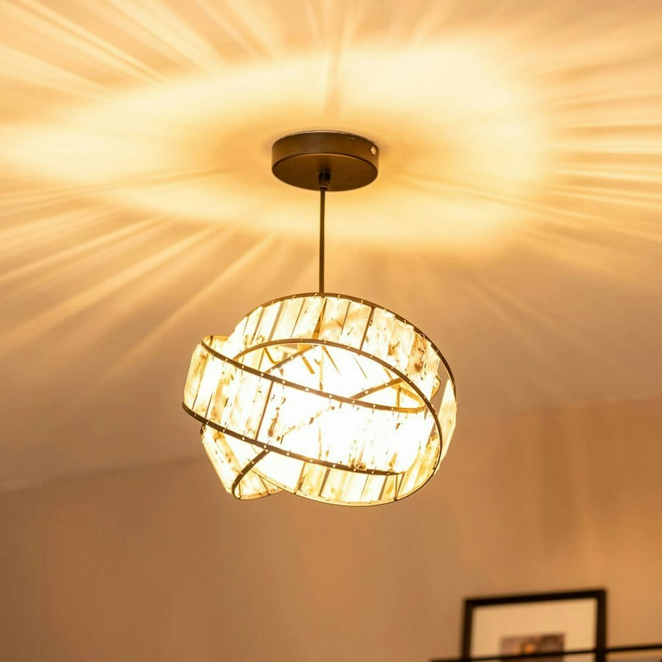 image 1 of ValueLights Hudson Easy Fit Tortoise Shell Acrylic Jewel Twist Ring Ceiling Light Shade - Bulb Included Multi